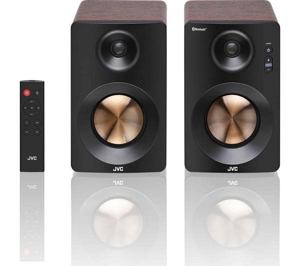 JVC XS-D629BM 2.0 Bluetooth Bookshelf Speakers - Walnut - Image 1