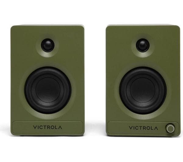 VICTROLA Tempo VPS-400 Bluetooth Bookshelf Speakers - Matte Green - Image 1