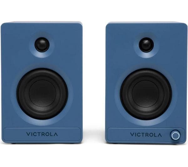 VICTROLA Tempo VPS-400 Bluetooth Bookshelf Speakers - Blue - Image 1