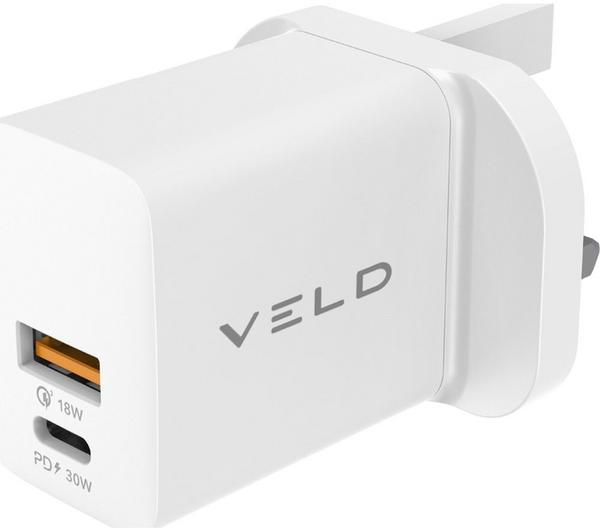 VELD VH30DW Super-Fast 30 W 2-port USB Wall Charger - White